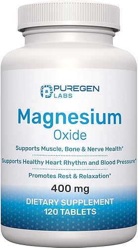 Suplemento de magnesio de 400 mg alta potencia  Óxido de magnesio para apoyo inmunológico, recuperación muscular, calambres en las piernas y