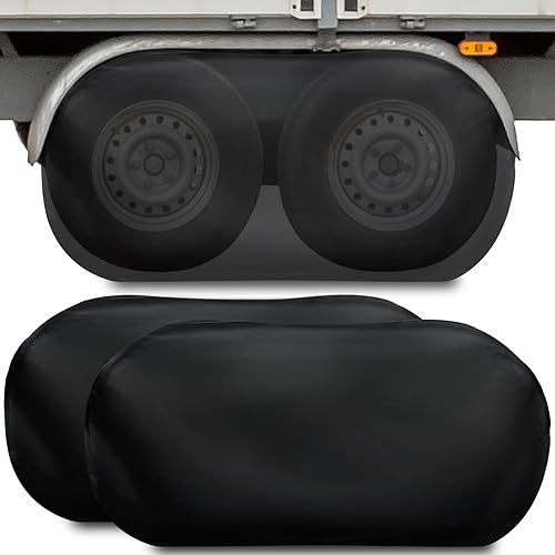 Paquete de 2 fundas para neumáticos de caravana, doble eje para neumáticos de 30 a 33 pulgadas de diámetro, impermeable, anti-UV, protector de rueda