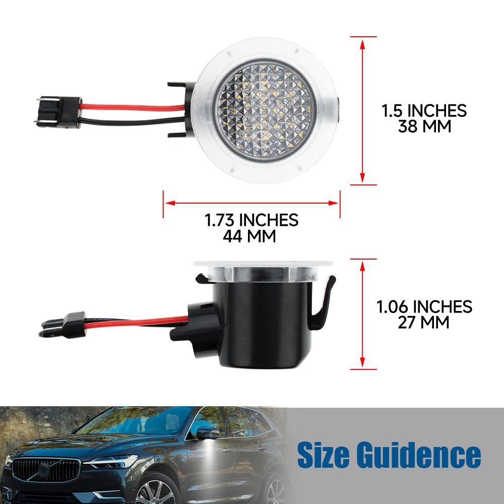 NSLUMO LED Puddle Licht Auto Spiegel für Vo.lvo XC60 2008-2017 LED Wassergraben Lichter Canbus Rückspiegel Begrüßungslicht, Hohe Helligkeit Auto