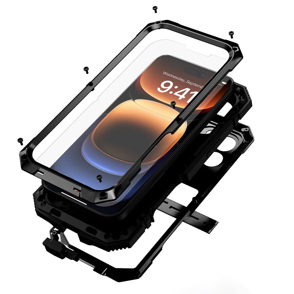 fit for iPhone 16 Pro Case 6.3inch Heavy Duty Rugged [Aluminium Stan] Military Grade Metal Rubber [Built in Screen Protector Camera Lens ] Phone Cover