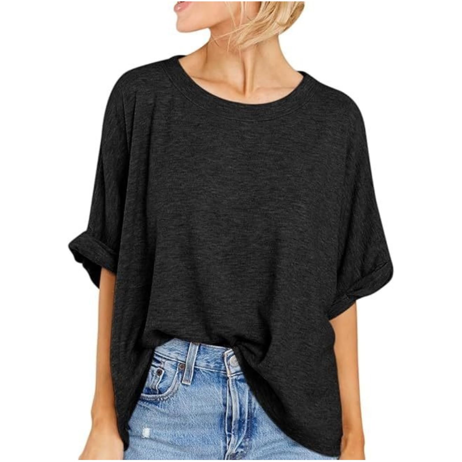 Band T Shirts for Women 2026 Women's Oversized T Shirts Loose Fit Tunic Tshirts Casual Summer Tops Short Sleeve Tees Tshirts Shirts for Women Black