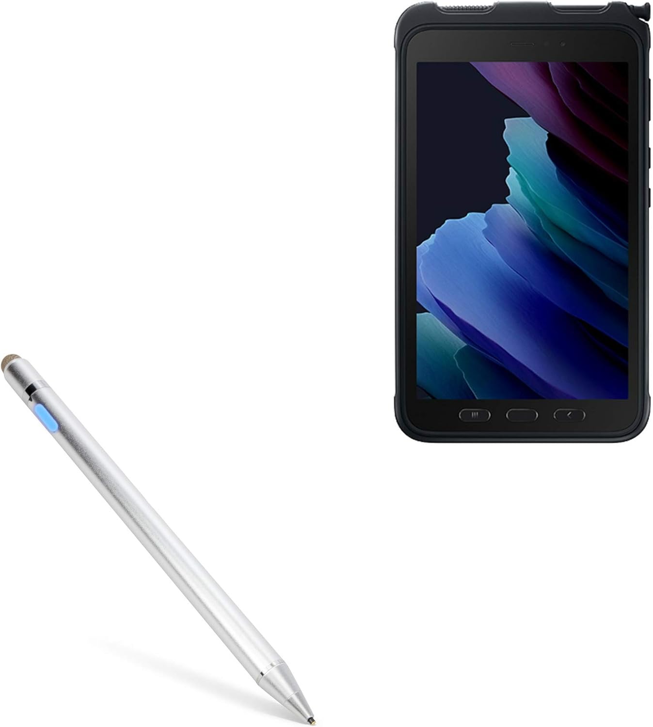 BoxWave Stylus Pen Compatible with Samsung Galaxy Tab Active 3 - AccuPoint Active Stylus, Electronic Stylus with Ultra Fine Tip - Metallic Silver