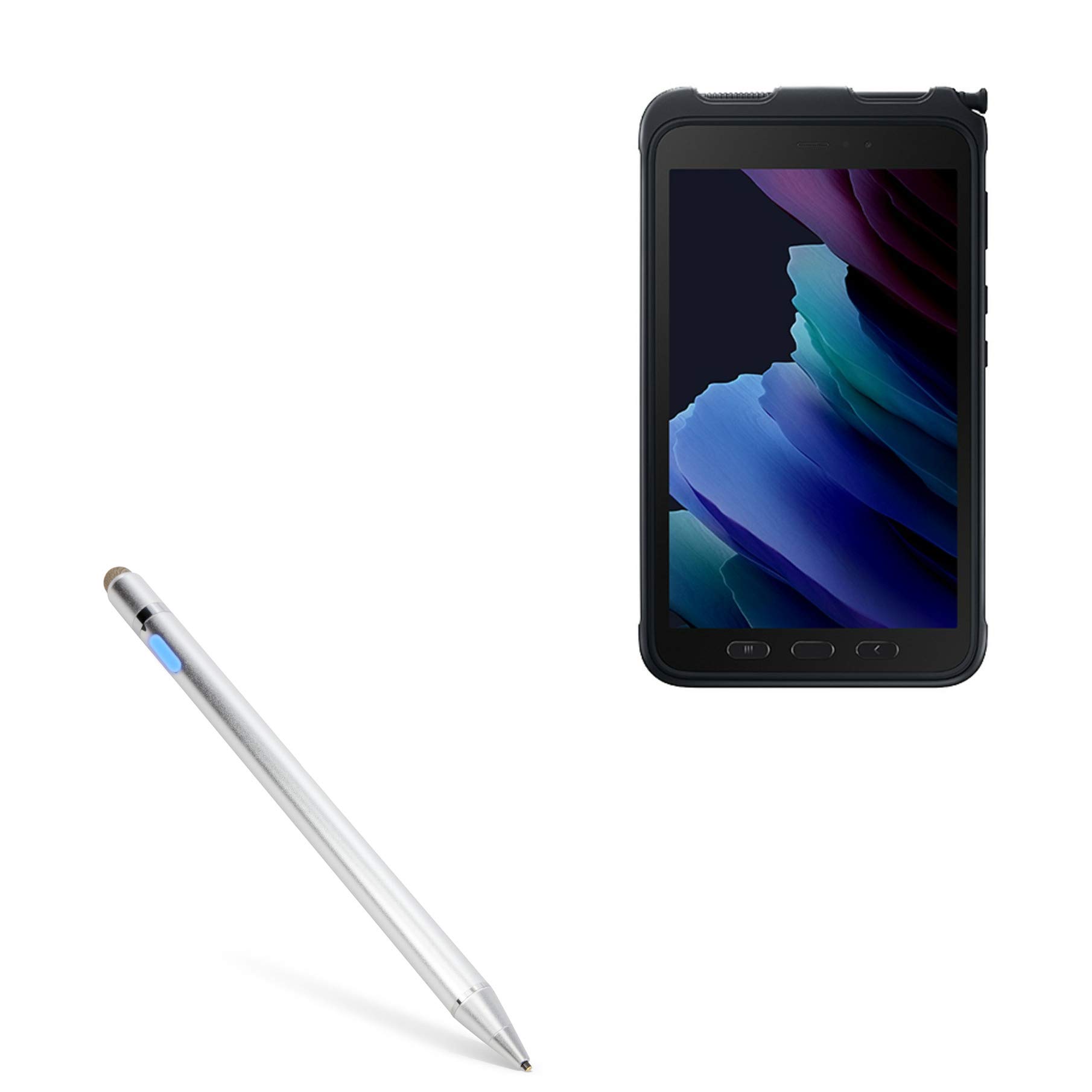 BoxWave Stylus Pen Compatible with Samsung Galaxy Tab Active AccuPoint  Active Stylus, Electronic Stylus with Ultra Fine Tip Metallic Silver