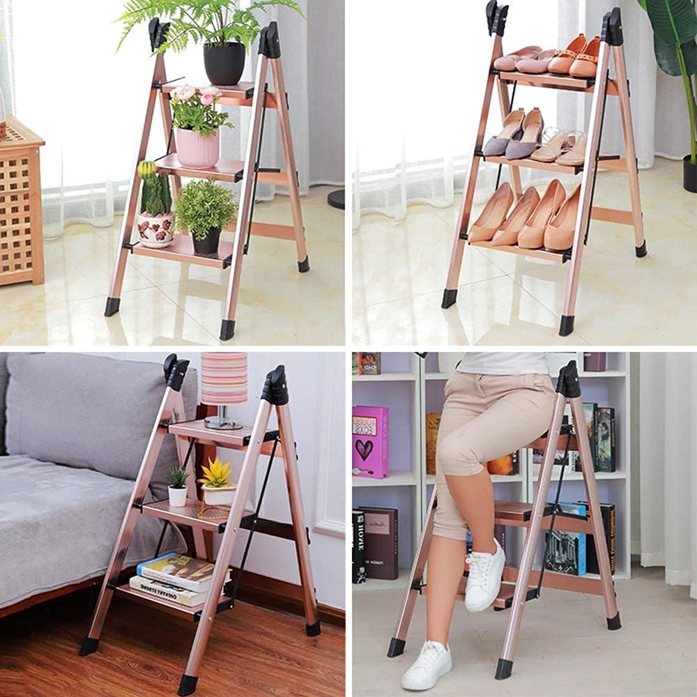 Multifunctional 2/3-Tier Step Stool, Foldable Flower Stand, Thick Aluminum Alloy Small Ladder, Portable Storage Horse Stool (B 2)