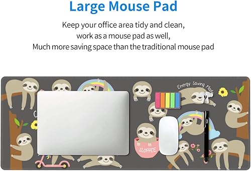 Miniatura 7 de Alfombrilla de mouse para juegos Sloth XXL, alfombrilla de mouse grande de 31.5 x 11.8 pulgadas, protector de escritorio extendido, bonita