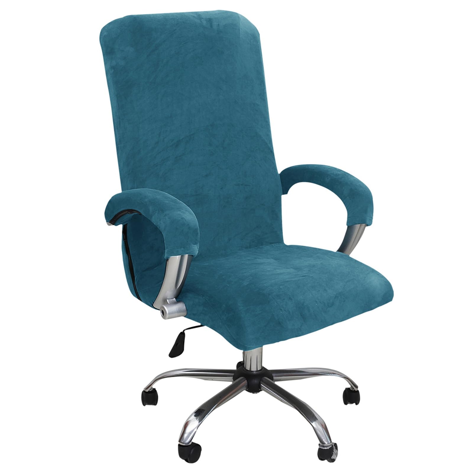 AIMENJOY Funda para Silla de Oficina, Funda de Terciopelo para Silla de Ordenador, Funda Elástica para Silla Giratoria, Funda para Silla con Respaldo Alto y Fundas para Brazos (Blue 2,Large)