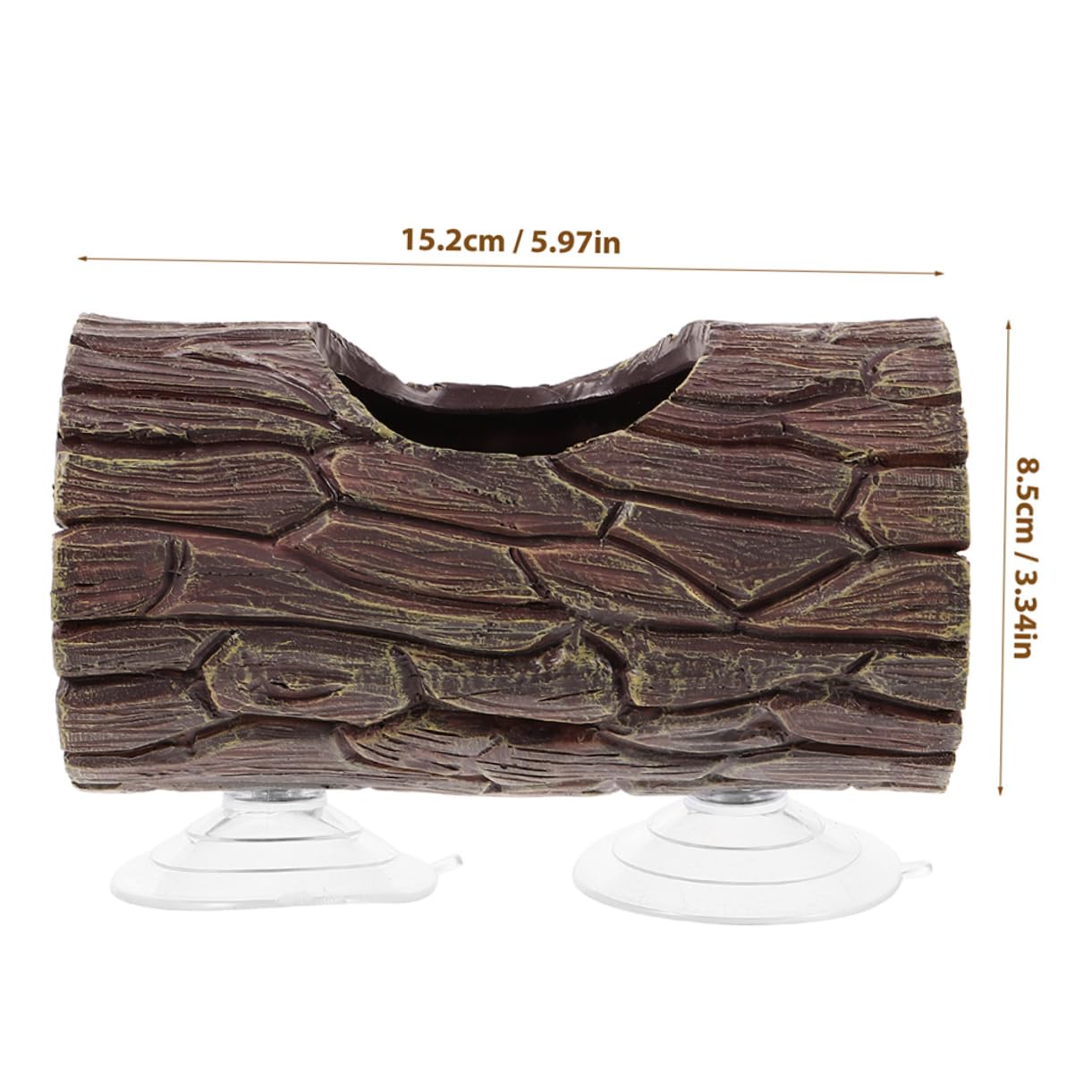 HANABASS Reptile Shelter Lizard Hideout Suction Cup Tree Trunk Hide Betta Tank Ornament for Geckos and Small Lizards Habitat Decor 6.00X3.35X3.35In - Image 2