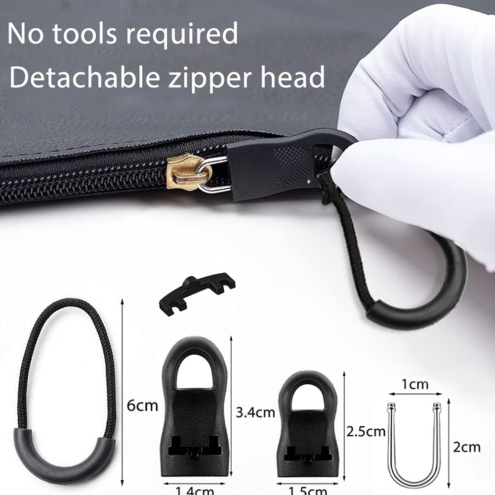 36Pcs Zipper Puller Set, Zipper Pull Replacement Zipper Extension Zip Fixer for Jackets, Luggage, Backpacks, Purses, Boots, Pants, Tents (2 Styles 3 Sizes)