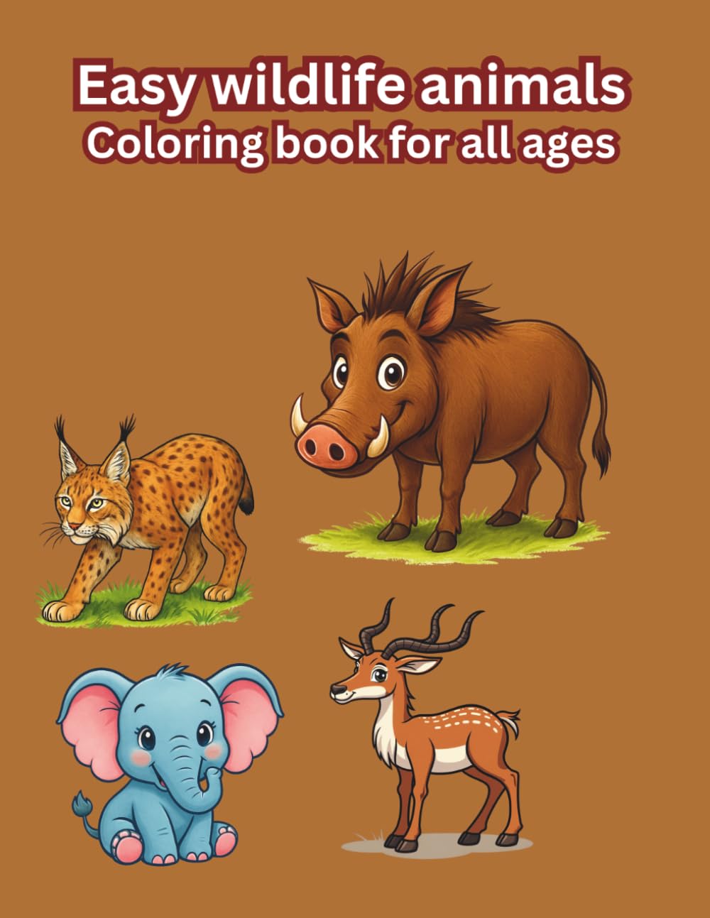 Easy wildlife animals coloring book for all ages