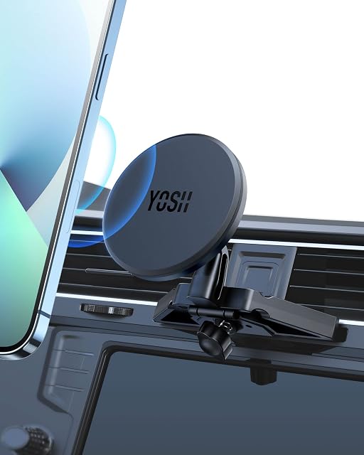 YOSH Mag-Safe Car Mount CD Slot Phone Holder for Car, CD Magnetic Phone Holder Mount iPhone Car Holder Cradle Magnet Phone Holder for Cars, for iPhone 14/13/12 Series & MagSafe Case