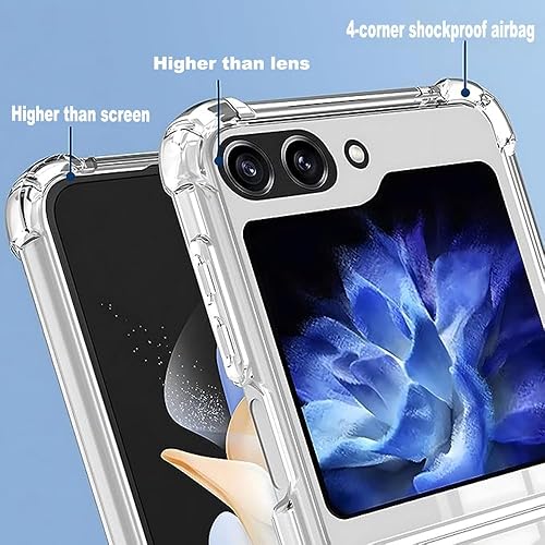 Miniatura 2 de Funda magnética transparente para Samsung Galaxy Z Flip 5, compatible con cargador inalámbrico MagSafe Flip5, transparente, parte trasera de