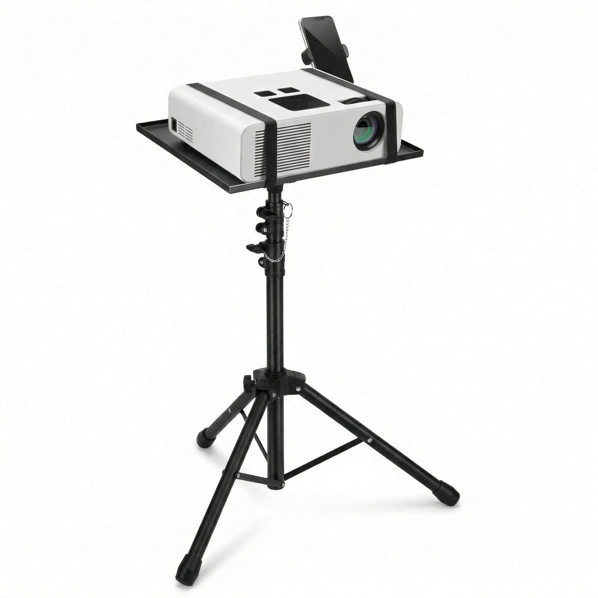 QWORK® Soporte Pliable para Proyectores, Laptops y Cámara, Regulable en Altura 58cm-160cm, Inclinación de 180°