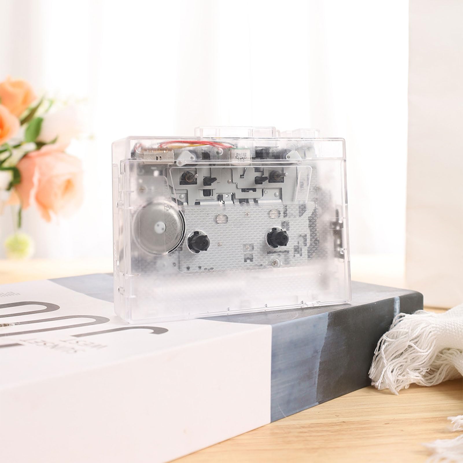 Goshyda Tragbarer Kassettenspieler, Retro-Bluetooth-Kassettenspieler mit 3,5-mm-AUX-Buchse, Inklusive Kopfhörer, Unterstützt die Umwandlung von Kassettenmusik in MP3