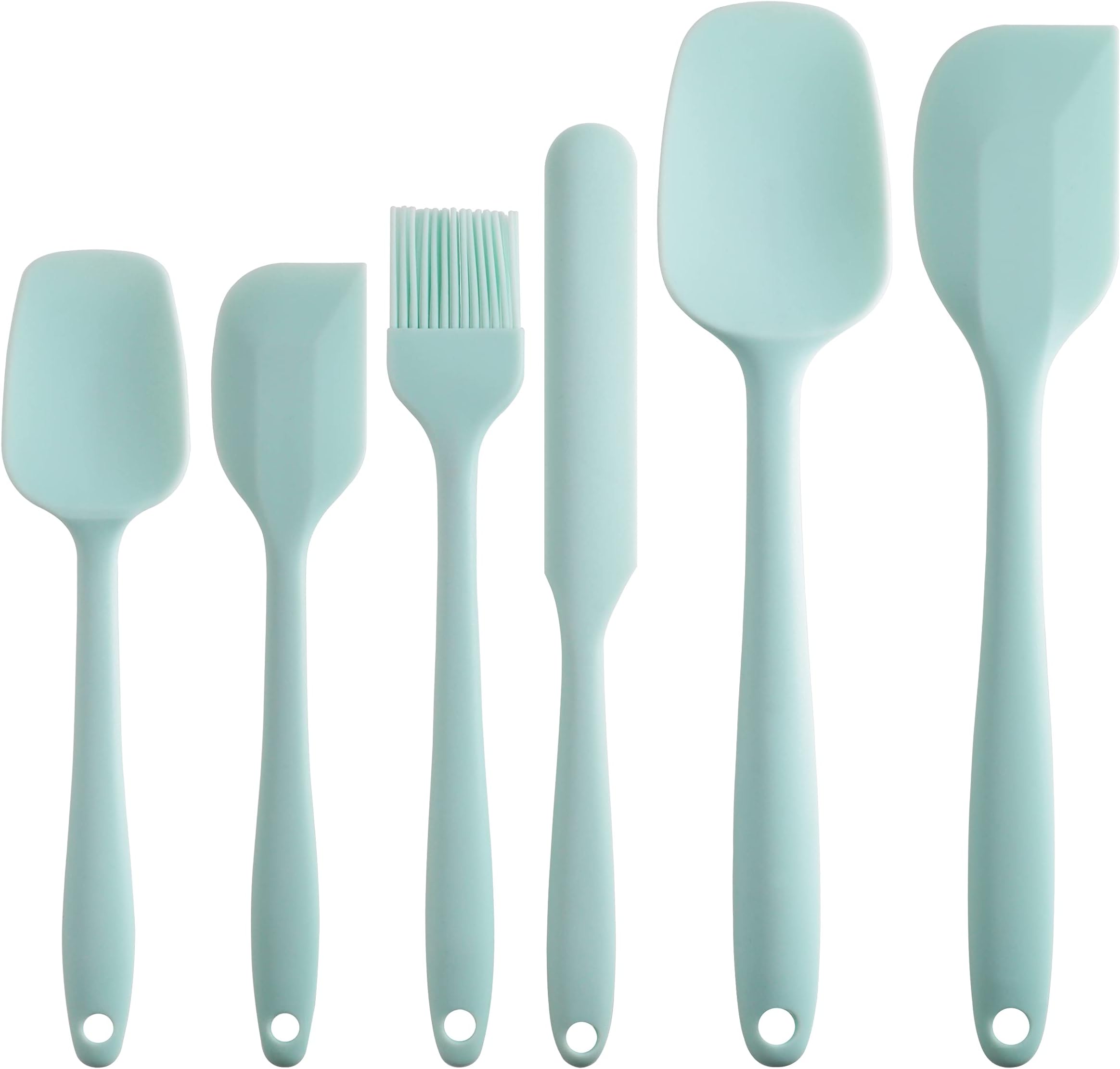 RosyMyth Silicone Spatula Set of 6, Heat Resistant, Professional for Nonstick Cookware, Seamless and BPA Free , Maca Blue