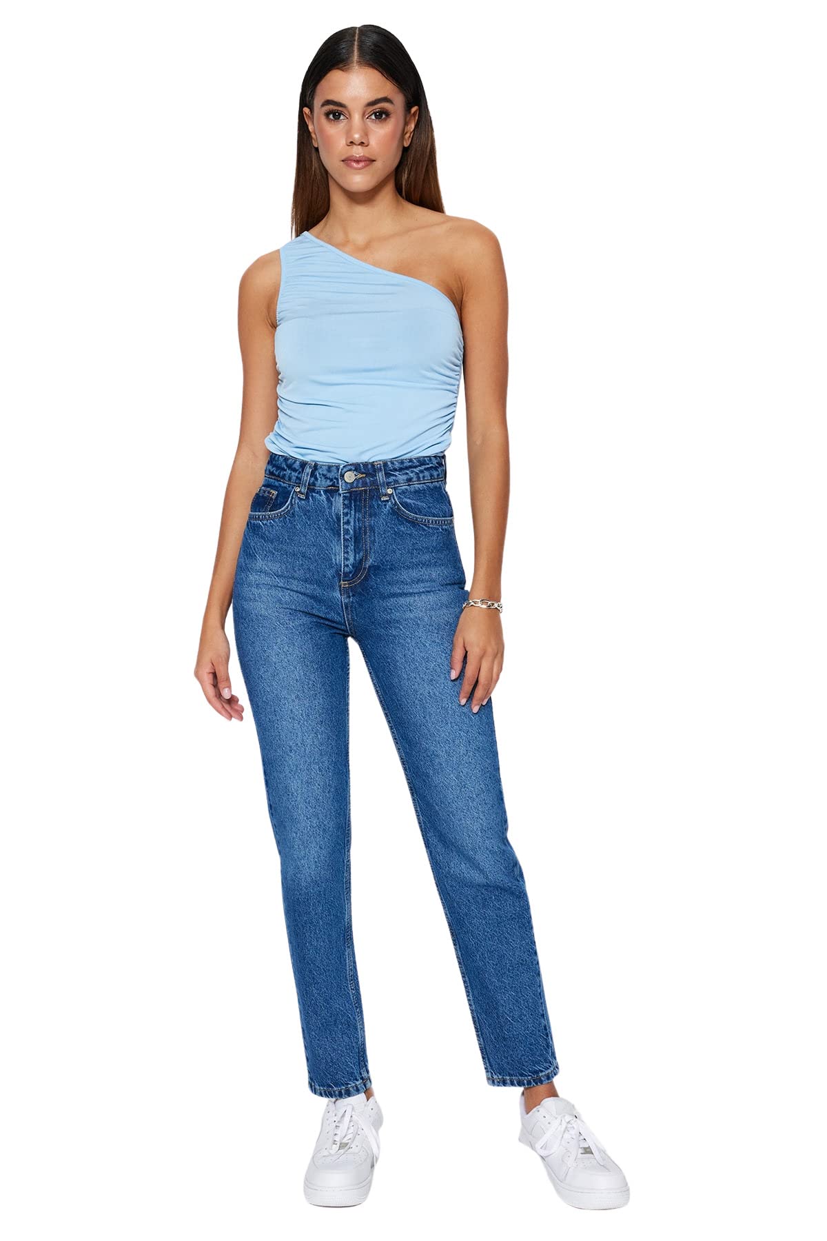 Trendyol - Trendyol Jeans da Donna A Vita Alta con Gamba Larga, Pantaloni Donna