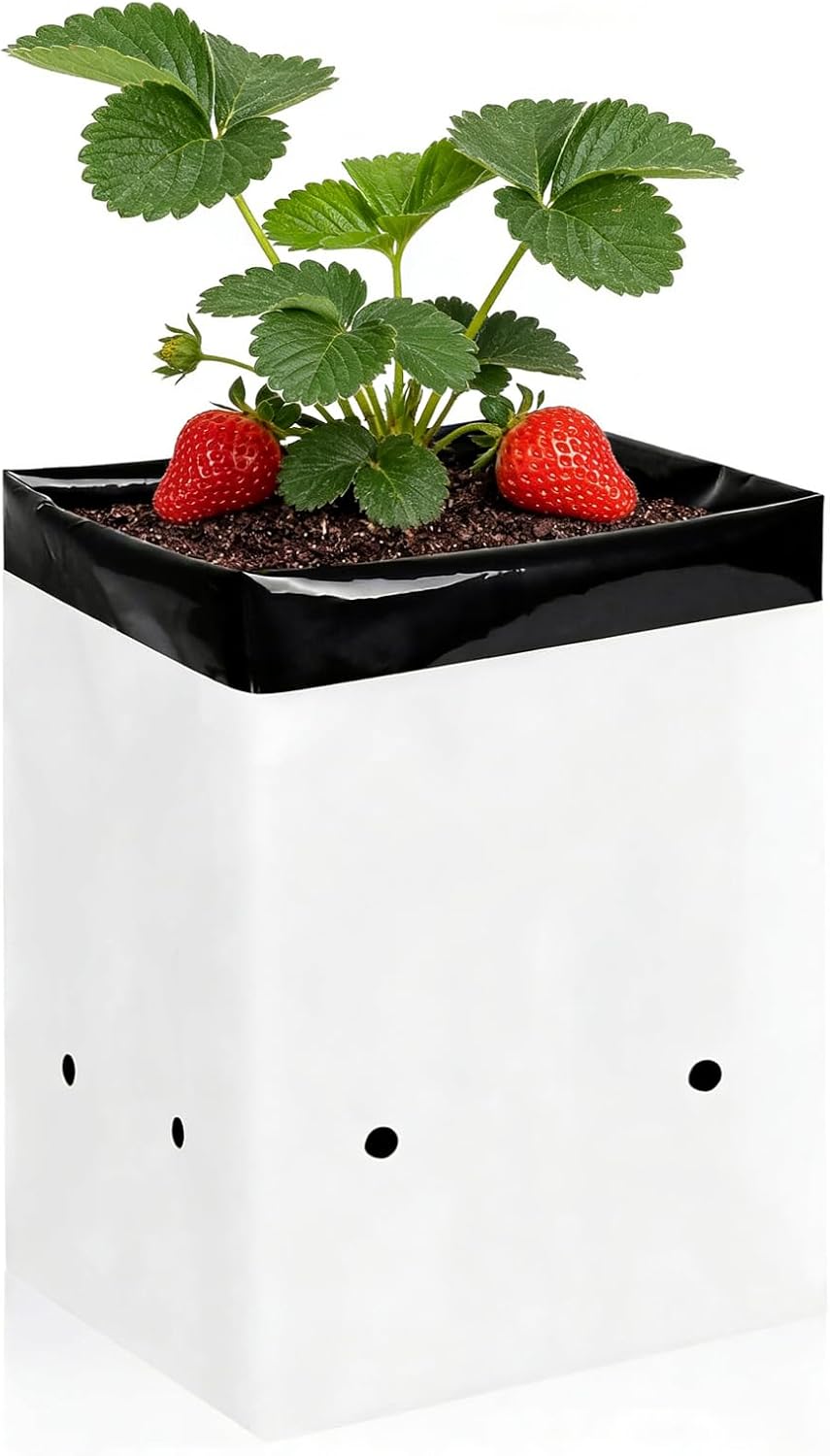 25-Pack 5 Gallon Grow Bags for Plants, Black-and-White Panda Film Containers Thick Plastic Bag for Potting Seedlings, and Rooting