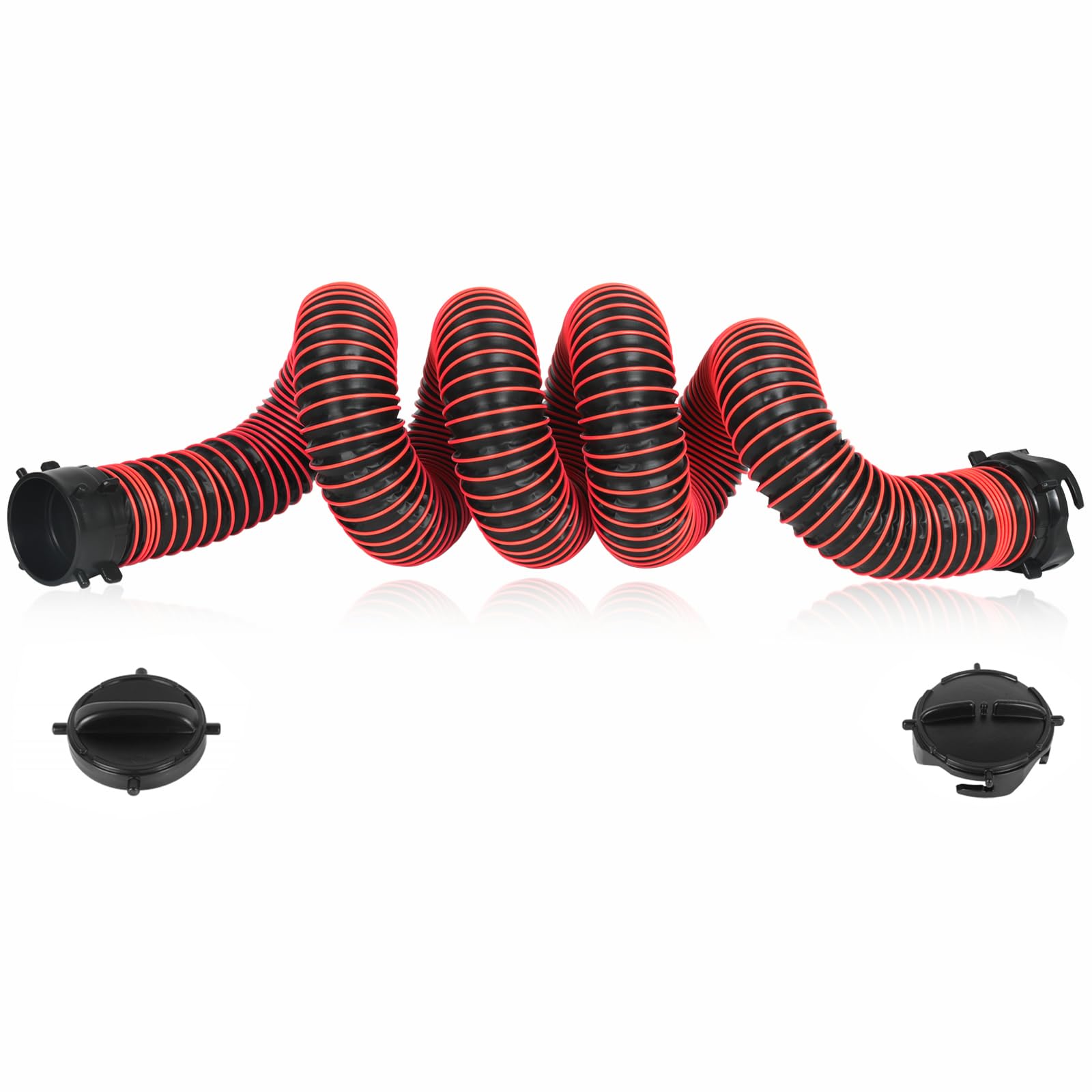 10FT RV Sewer Hose Extension, 24-Mil Heavy Duty TPE Material for Abrasion Resistance and Crush Protection, Camper RV Extension Hose with Pre-Attached Bayonet Fittings, Red