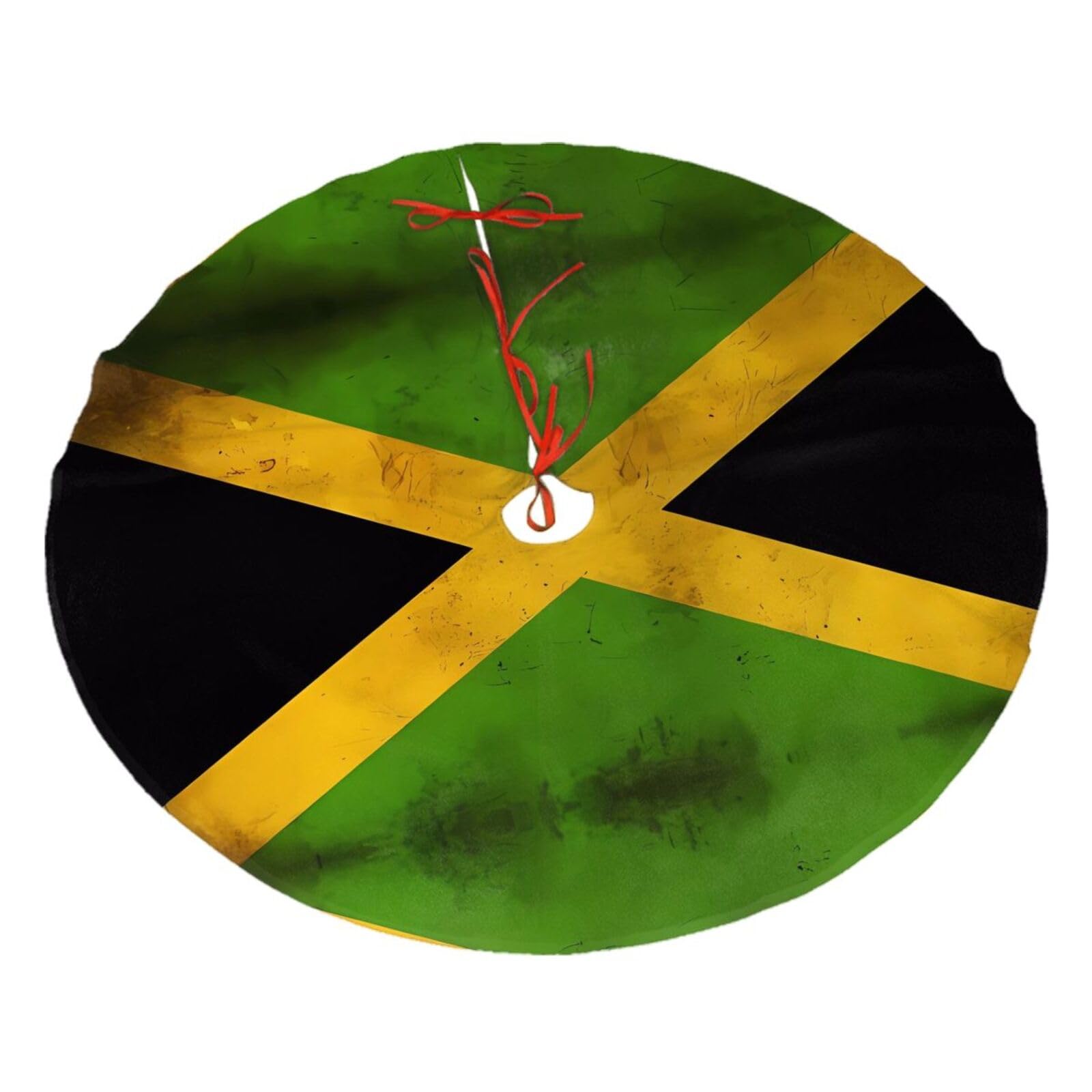 Old Jamaican Flag Printed Christmas Tree Skirt Christmas Plush Tree Skirt 36 inches (about91 cm) ChristmasIndoor and Outdoor