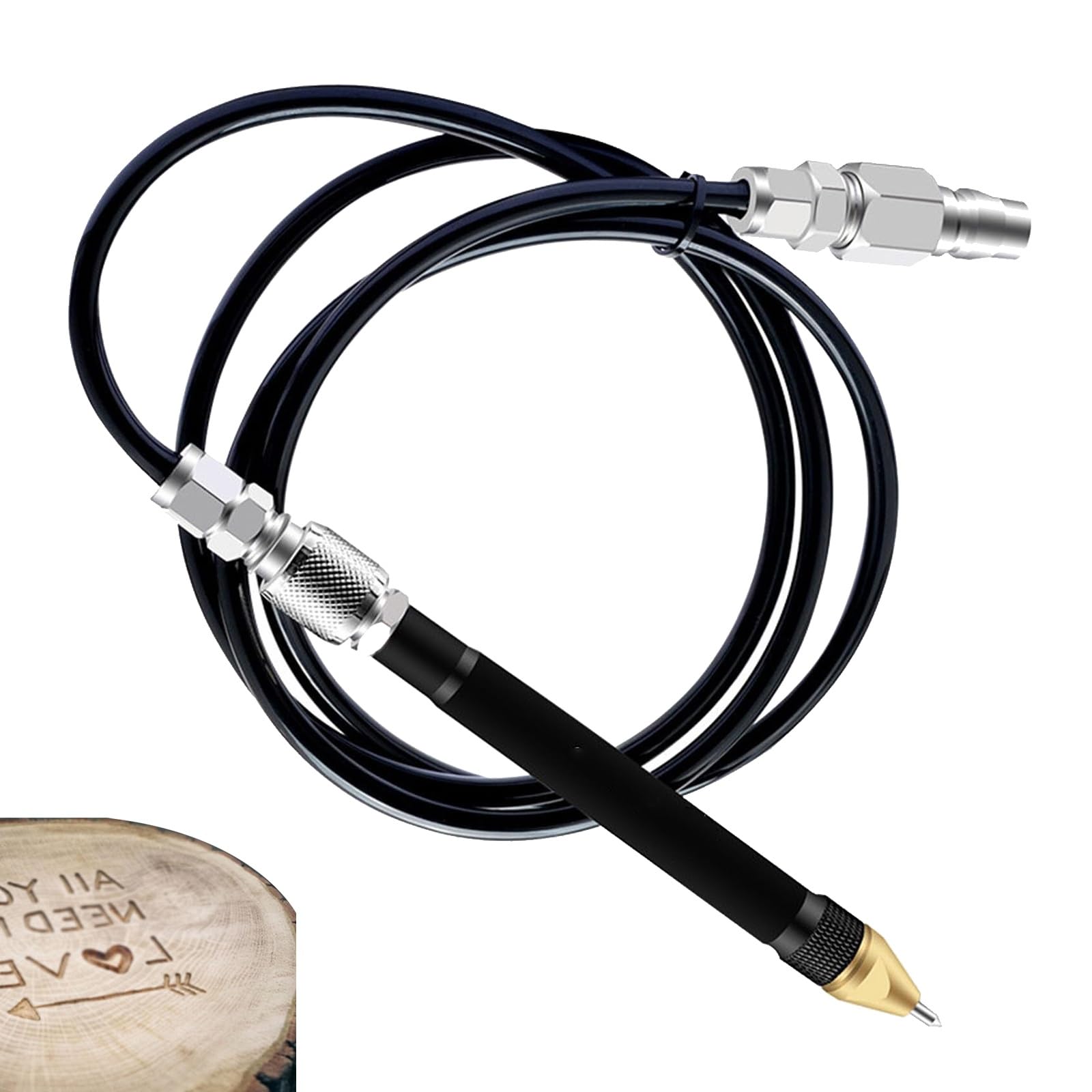 Pneumatic Engraving Pen Tool with Air Scribe, 1.18m Pipe, Metal Stylus, 3500-3800 BPM, Operating Pressure 60-90 PSI, for Engraving Metal, Wood, Glass, Porcelain, Stone