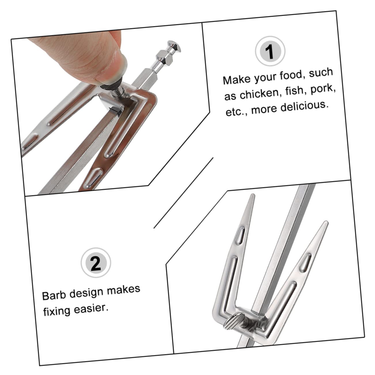 3pezzi Forchetta Per Barbecue in Acciaio Resistente Forchette Per Aria Friggitrice Utensili Da Campeggio Per Cibo Barbecue Spiedini Per Bbq