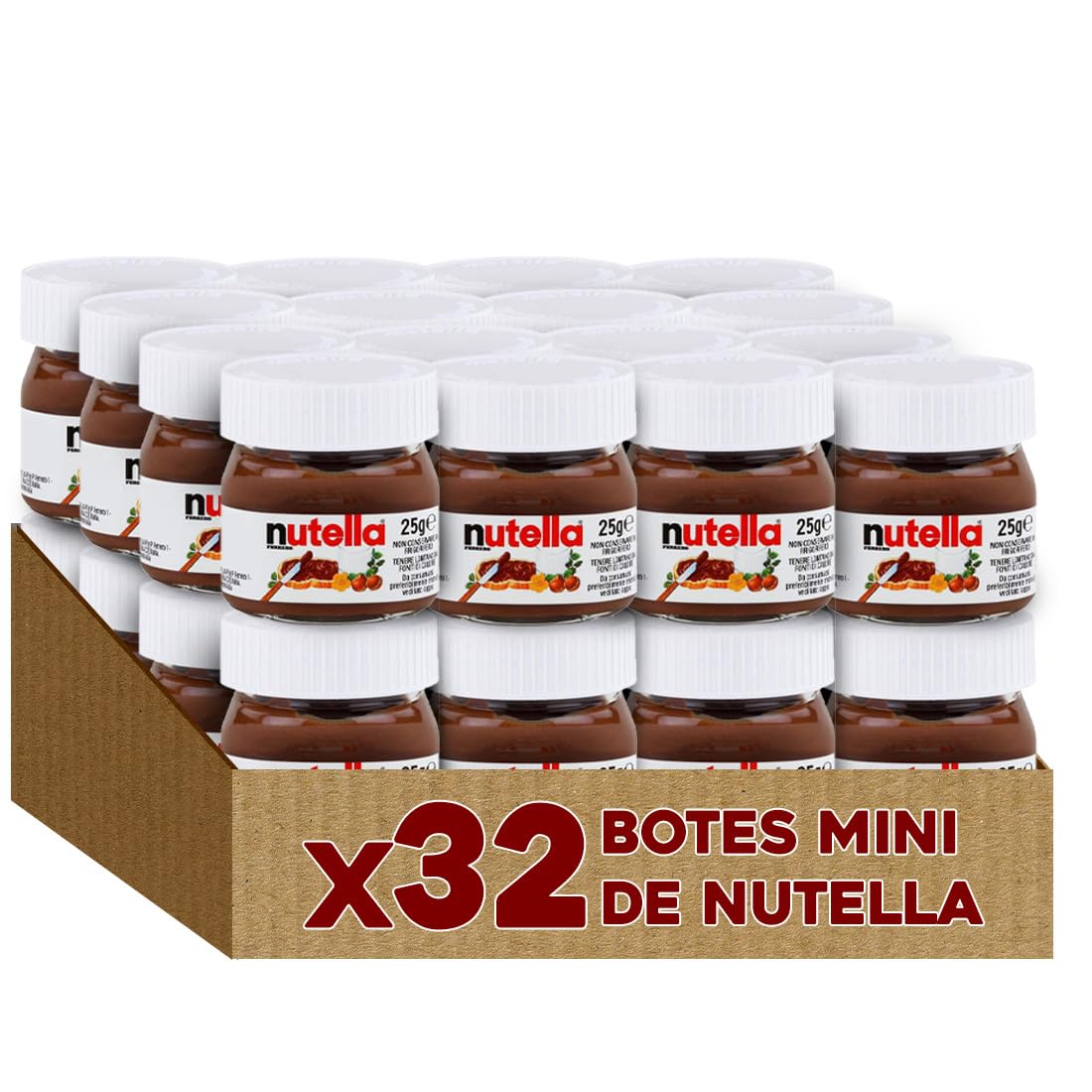 Crema de Cacao con Avellanas | Pack Mini Tarritos 25 gr | Crema de Cacao y Avellanas | Caja de Tarritos Individuales perfectos para Hosteleria, Eventos o Repostería (32 Tarritos 25gr)