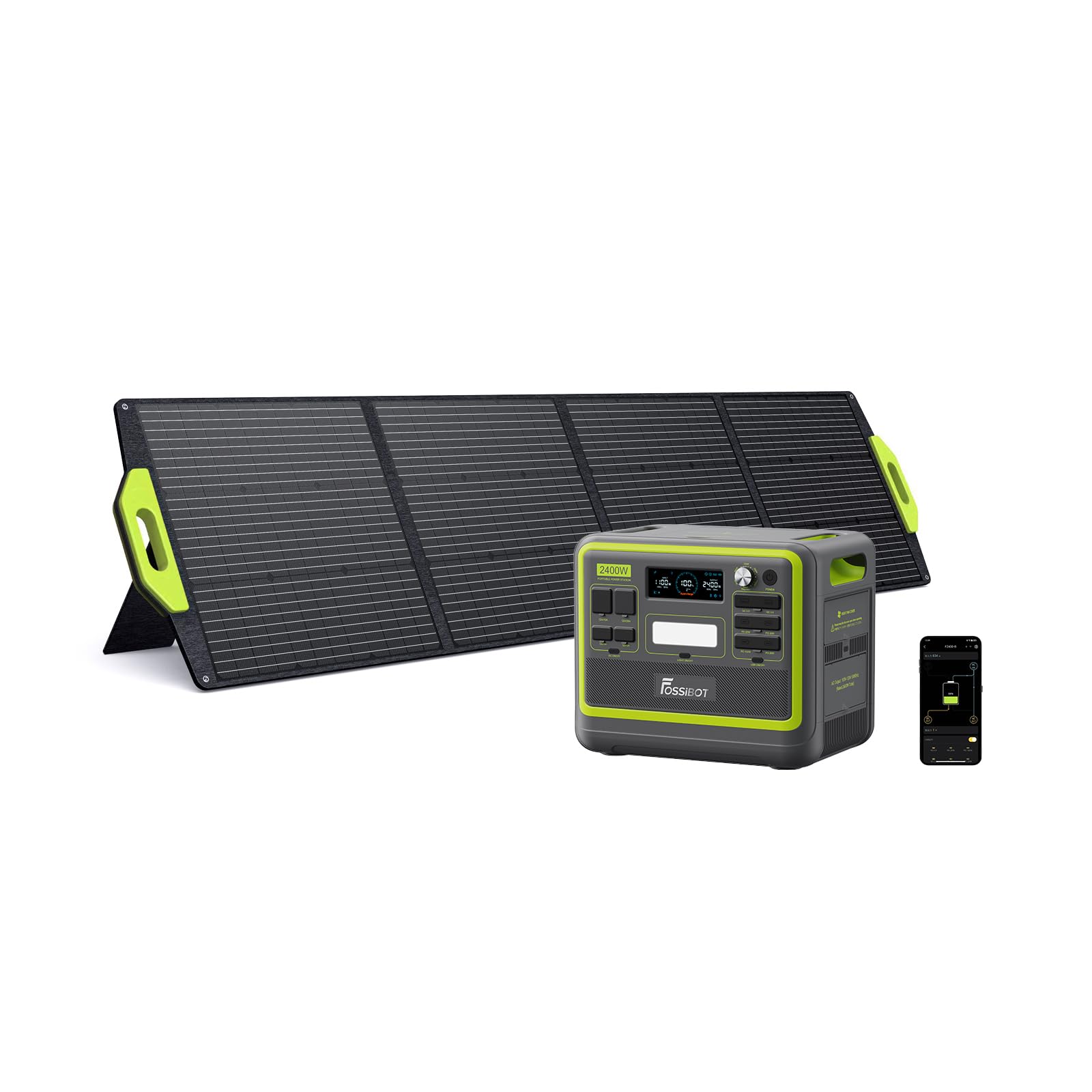 FOSSiBOT F2400 Centrale elettrica portatile con Pannello 200W Incluso, 2048Wh batteria LFP generatore solare, uscita fino a 2400W Power station, per backup domestico,campeggio