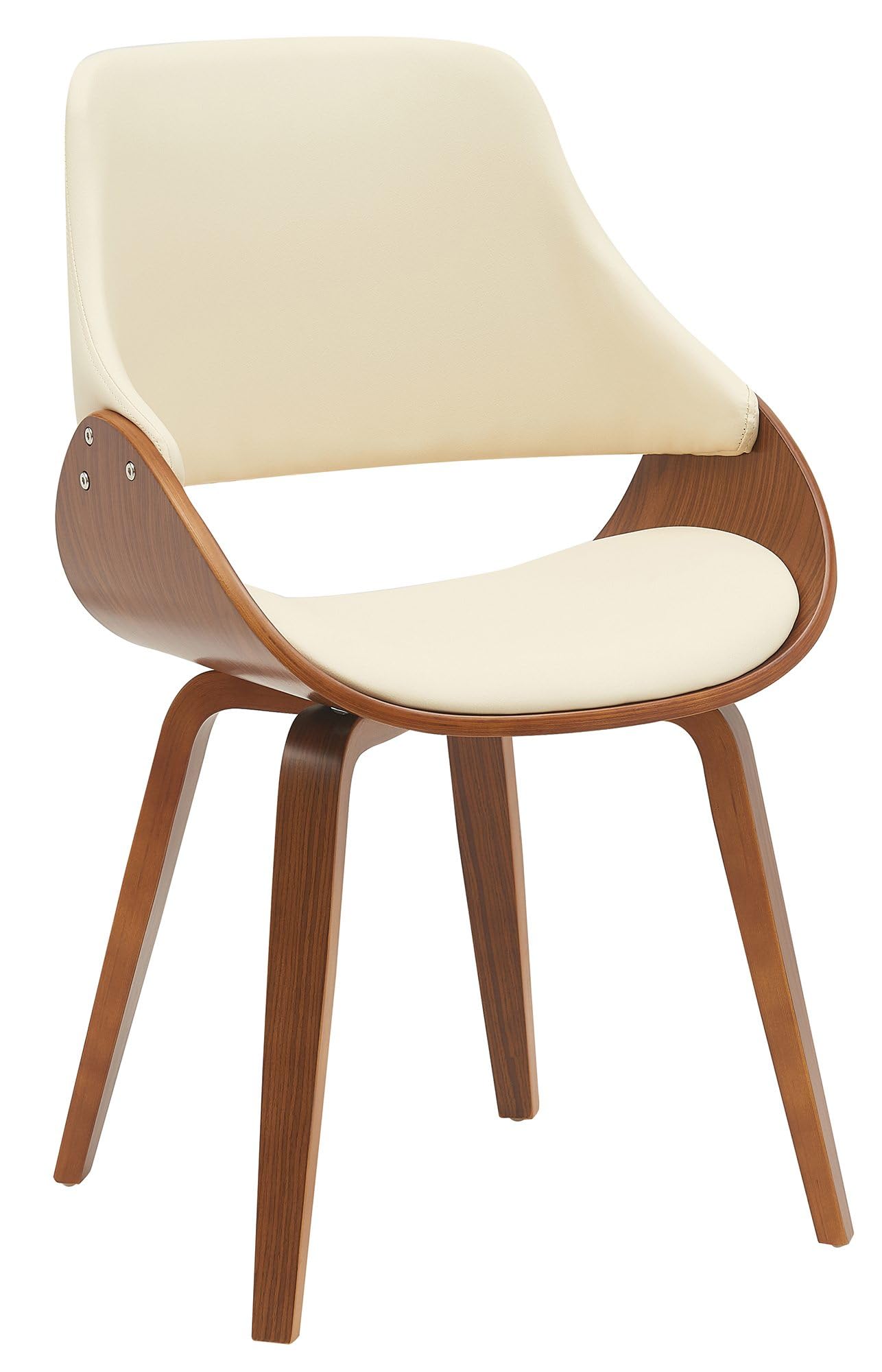 CLP Sedia da Pranzo Imbottita Vangale con Schienale, Sedia di Design Moderna in Legno Curvato per Soggiorno, Colore:noce/crema, Materiale:Ecopelle