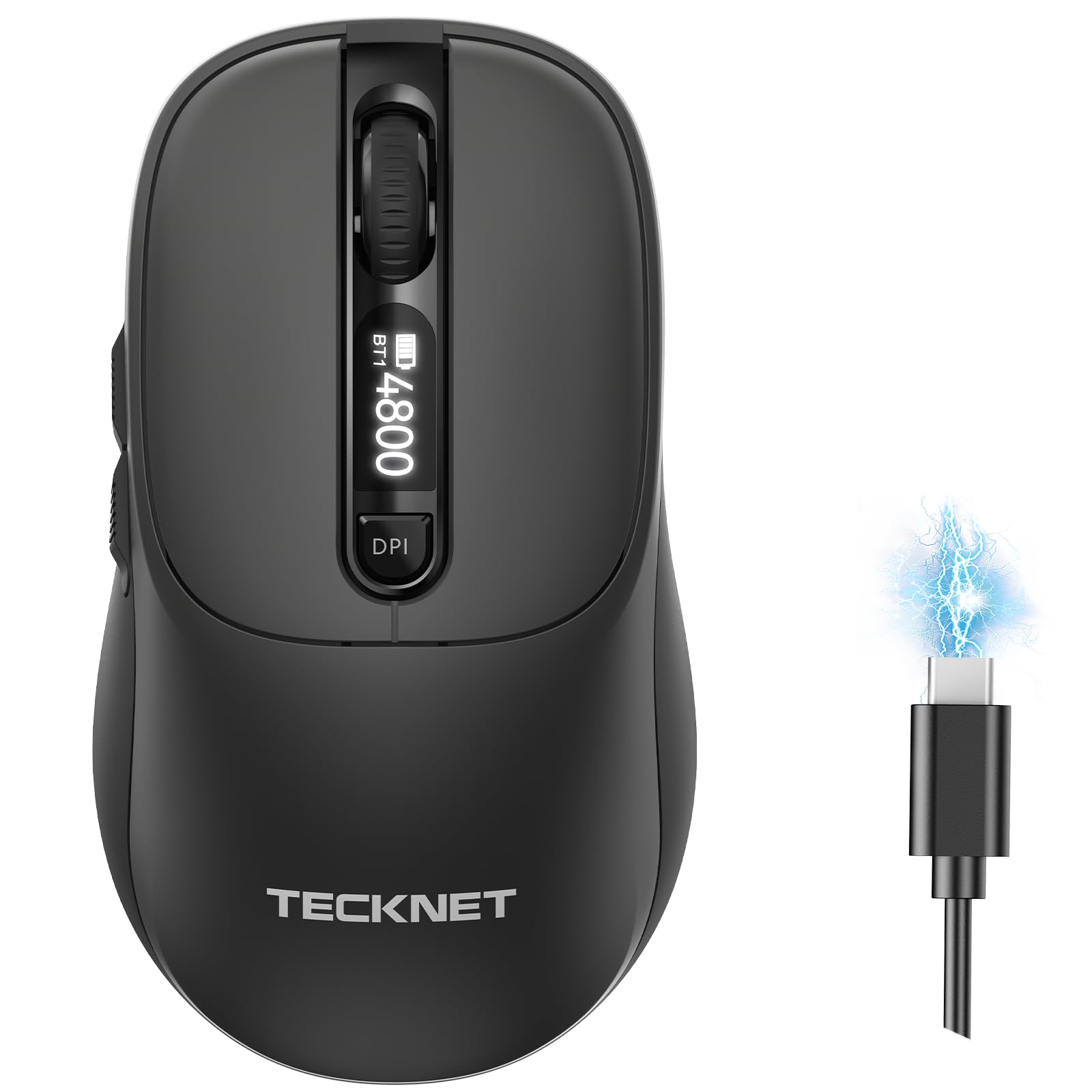 Photo 1 of TECKNET Wireless Mouse with LED Display, Tri-Mode, Grey