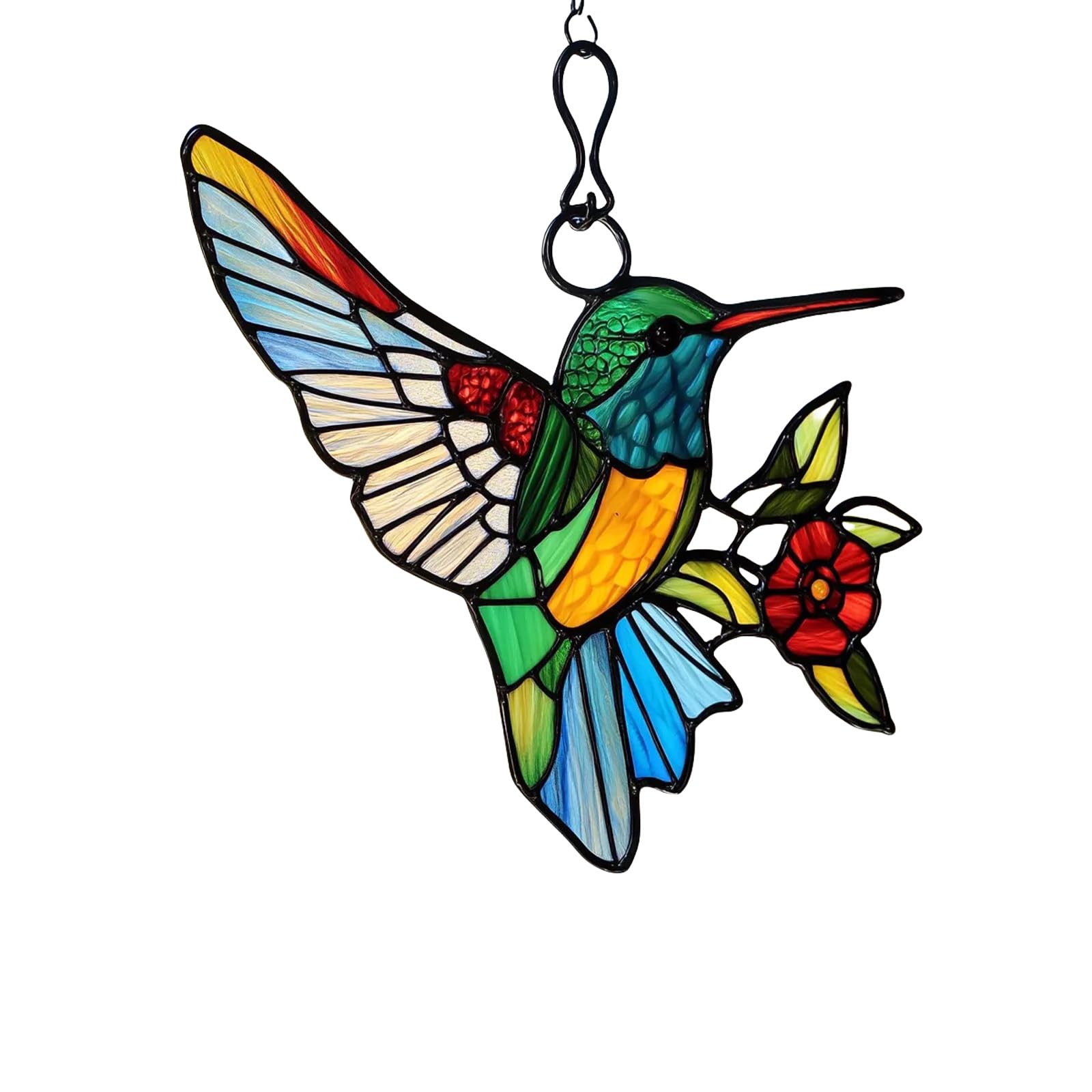 Nucelit Colorful Acrylic Hummingbird Window Hanging Decor, Shatter-Resistant Art for Indoor Outdoor Garden, Patio, Colorful Window Hanging Bird Ornament