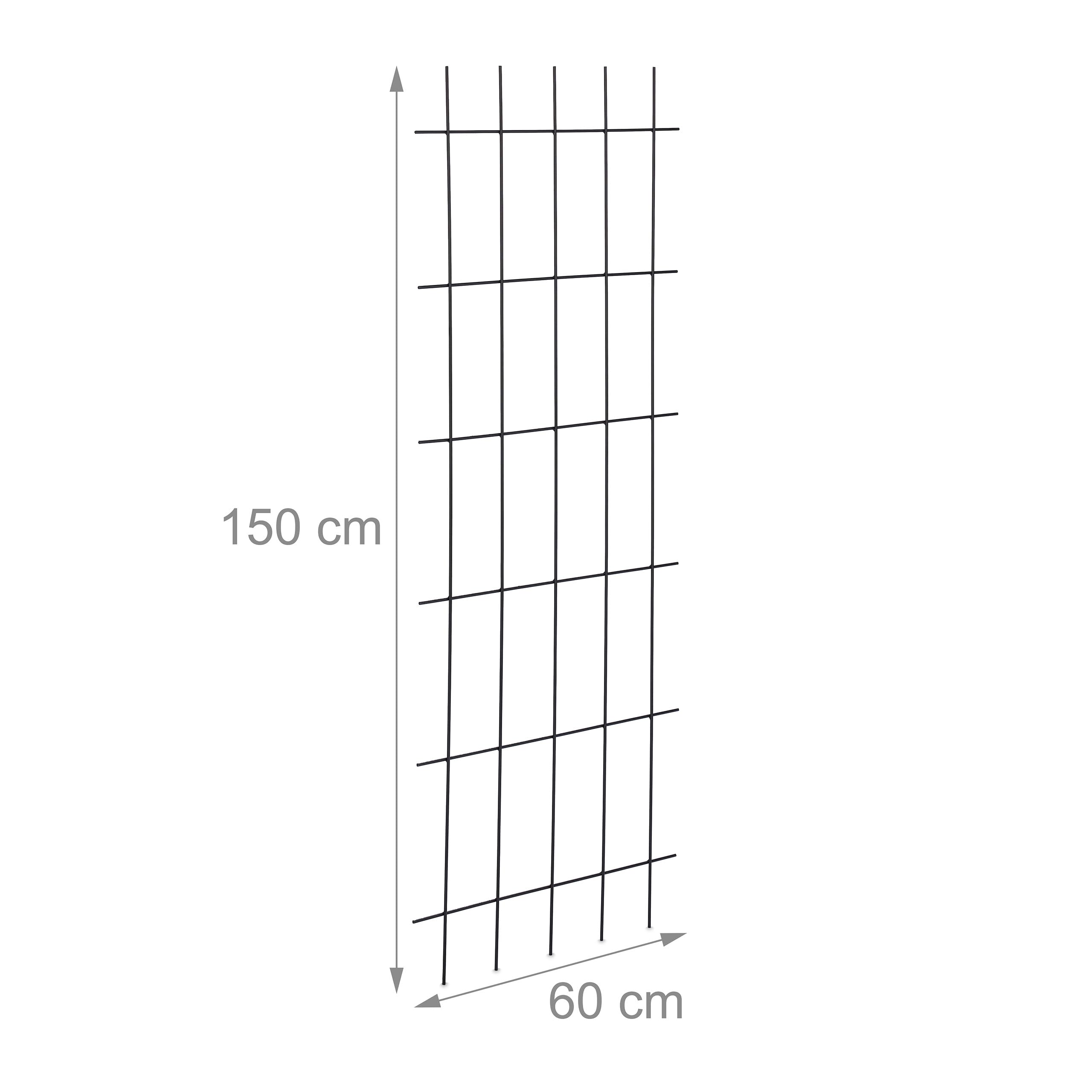 Relaxdays Rankgitter 2er Set, Garten, HB 150x60 cm, Rankhilfe Kletterpflanzen, freistehend, zum Stecken, Metall, schwarz