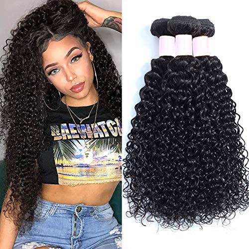 Brazilian Kinky Curly Hair 3 Bundles 10 12 14 Brazilian Virgin Curly Hair Weave Unprocessed Remy Human Hair Weave Natural Black Color