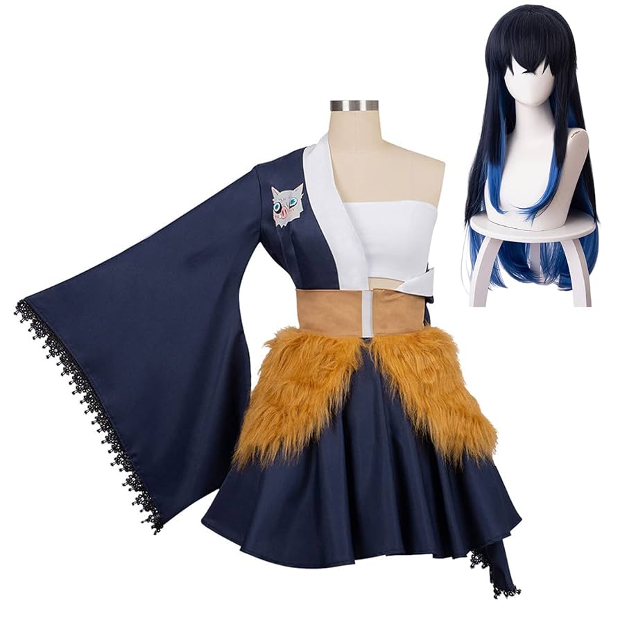 伊之助 鬼滅の刃 コスプレ 女装 刀、カツラ付き 鬼滅 嘴平伊之助（はしびらいのすけ） 女体化 コスプレ衣装 『鬼