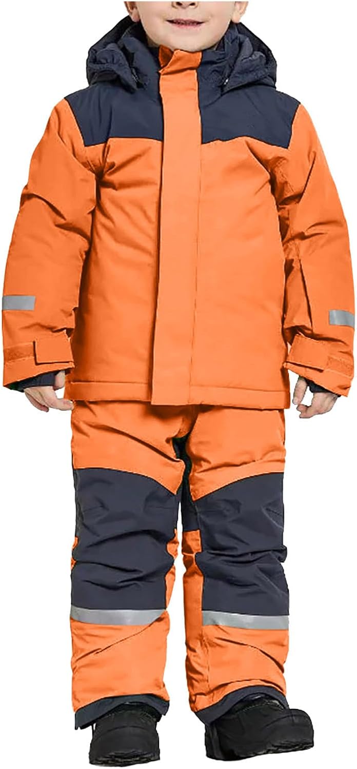 Girls Boys Snow Suits Kids Winter Ski One Piece Wind Water-Resistant Overalls Fleece Lined Snowboarding Down Jumpsuit