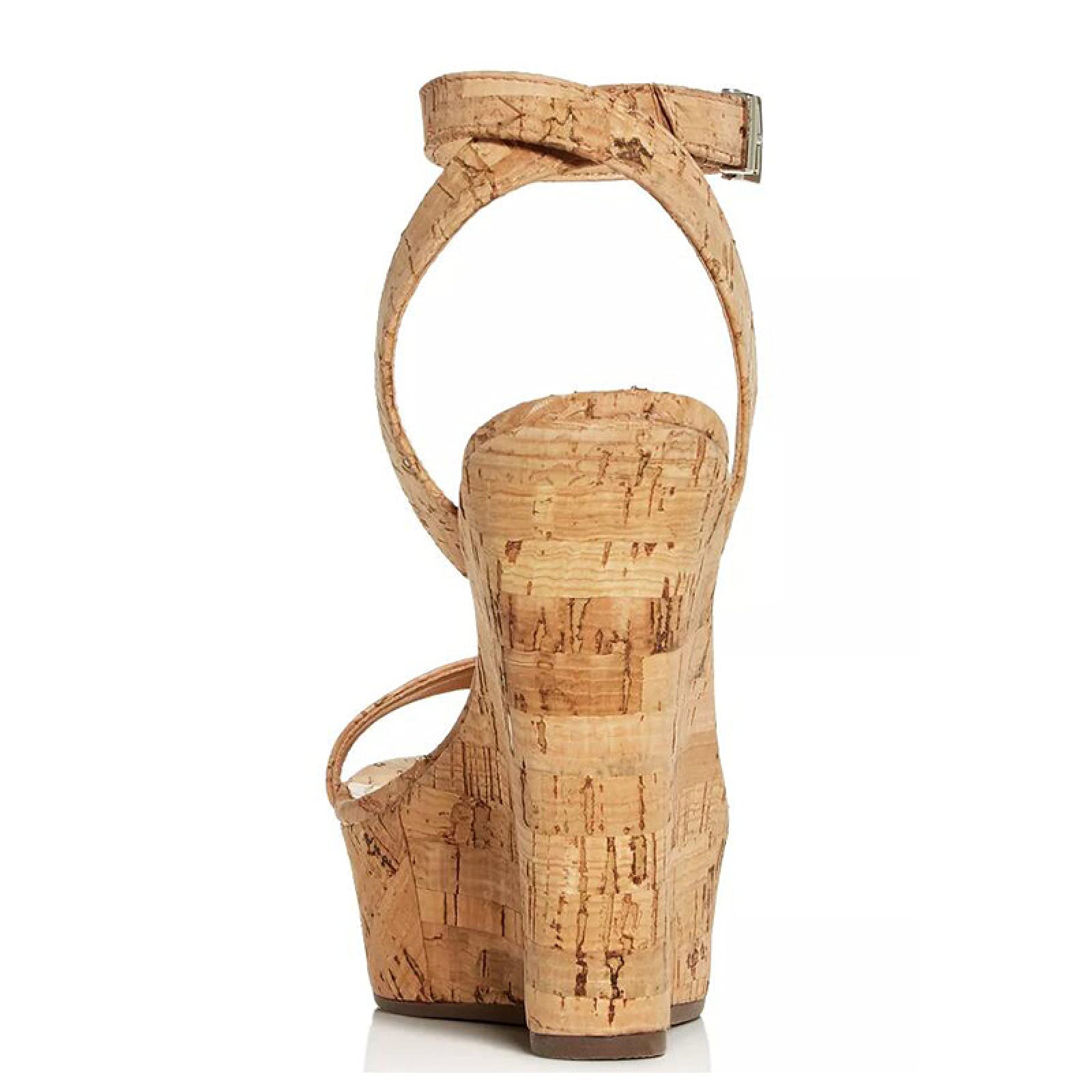 Tacchi Donna Sandali con Zeppa da Donna con Fibbia alla Caviglia con Grana di Legno 46 Sexy con Tacco Alto,Woodgrain-39