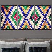 3 Piece Framed Canvas Wall Art Abstract Colorful Cool Geometric Canvas Prints Home Artwork Decoration for Living Room,Bedroom - 24