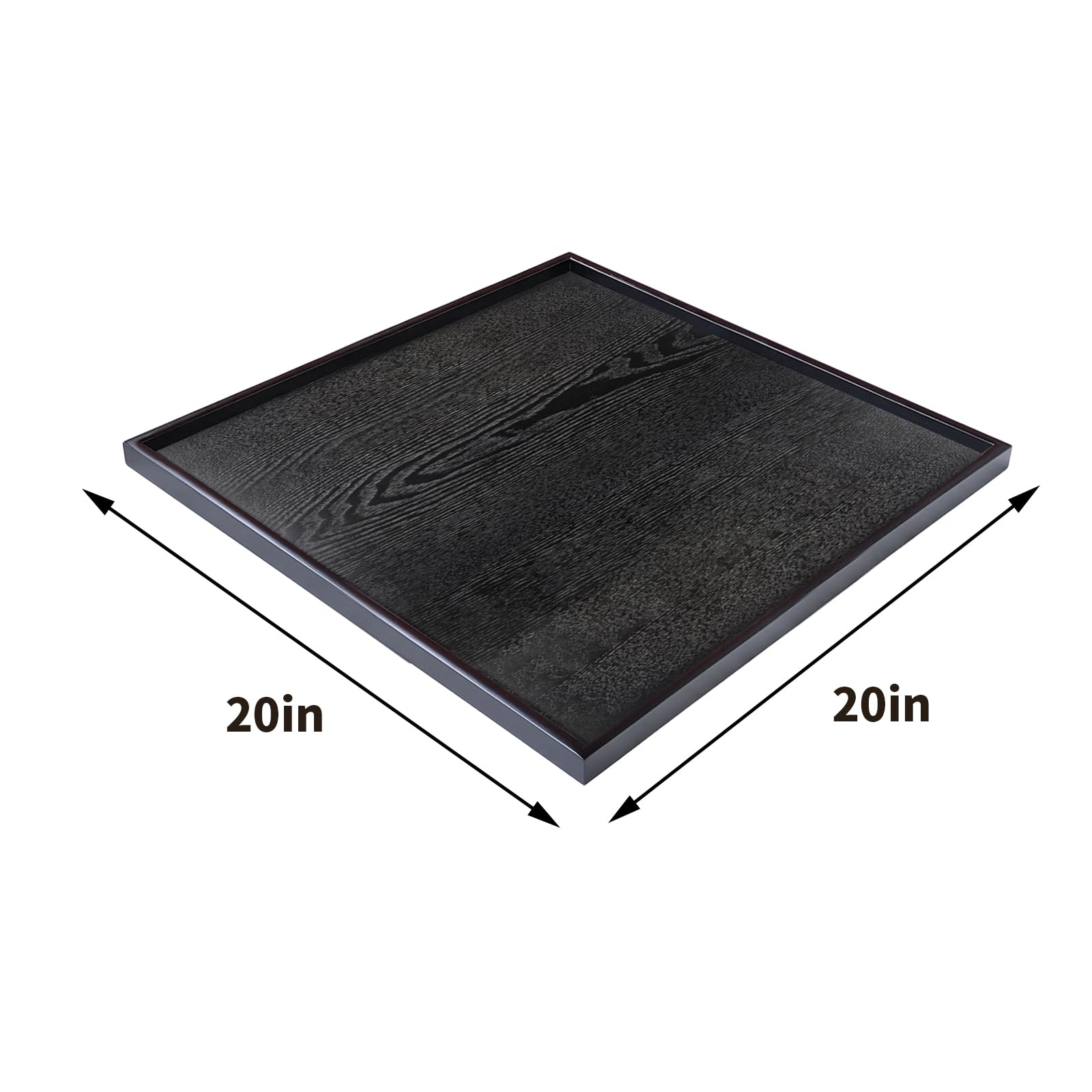 Vassoio da portata quadrato extra large da 50 cm, in legno massello, classico vassoio da tè e caffè, vassoio decorativo in legno nero, vassoio ottomano per servire snack, cucina, feste, bar, bordi