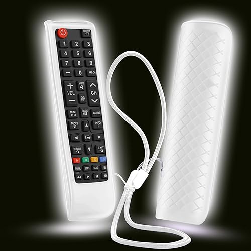 Funda para control remoto Samsung TV, funda para control remoto Samsung para Smart TV, funda de silicona de repuesto universal con cordón que brilla