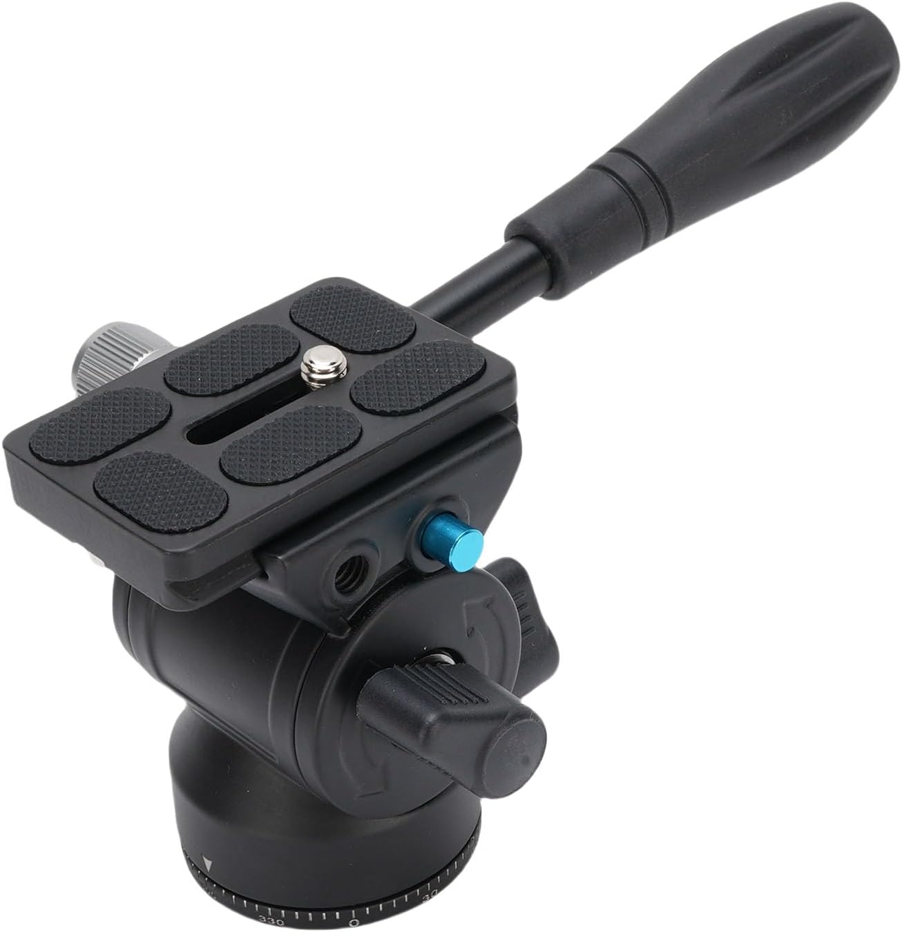 WALFRONT 360° Panorama Metal Camera Tripod, Fluid Hydraulic Video Fluid Head for DSLR Camera, Supports 5kg, Stable Pan and Tilt, for Photography and Videography