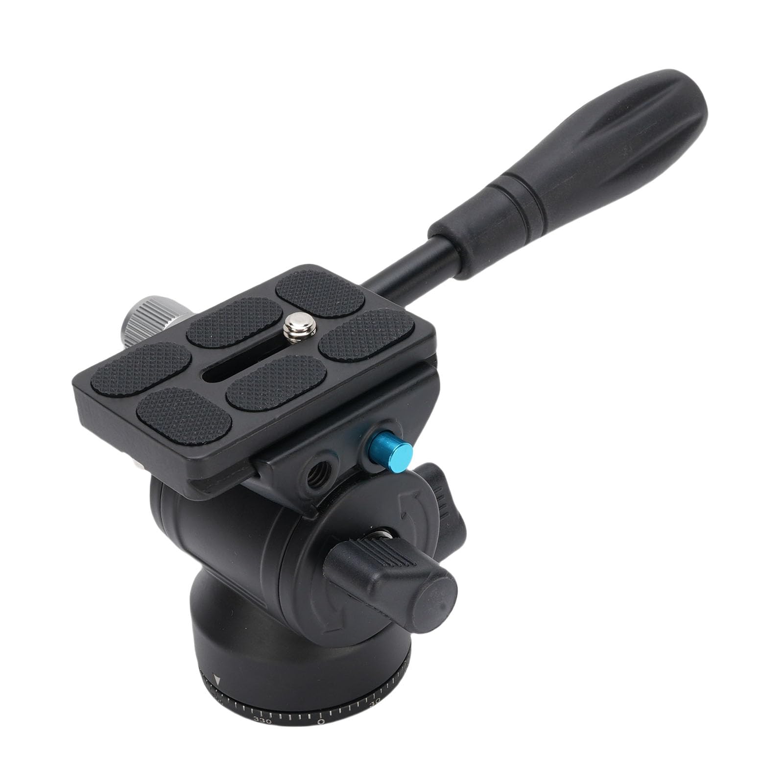 aqxreight Testa per Treppiede Video Professionale Testa Panoramica Idraulica a 360° con Struttura in Lega di Alluminio per Riprese Panoramiche, capacità di Carico di 5 Kg, Supporto Universale da 3/8"