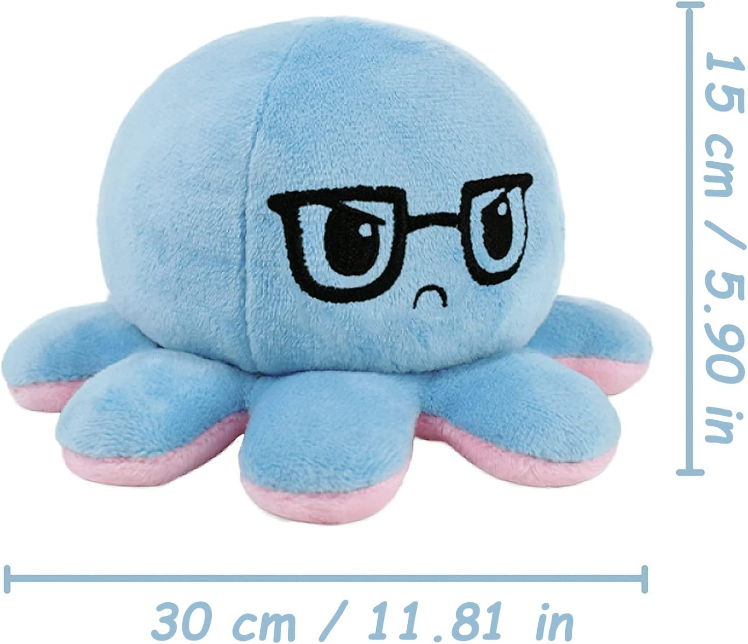 Octopus Plush,30 cm Reversible Octopus Plush XL Express Mood without