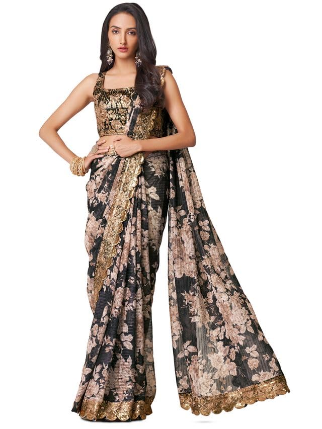 Bollywood Saree Party Wear Pakistani Designer Sari Wedding, Saree for Sanna Stone Work Saree Sari