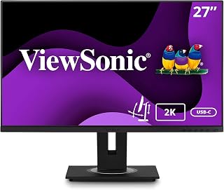 ViewSonic VG2755-2K 24 Inch IPS 1440p Monitor with USB 3.1 Type C HDMI DisplayPort and 40 Degree Tilt Ergonomics for Home and Office