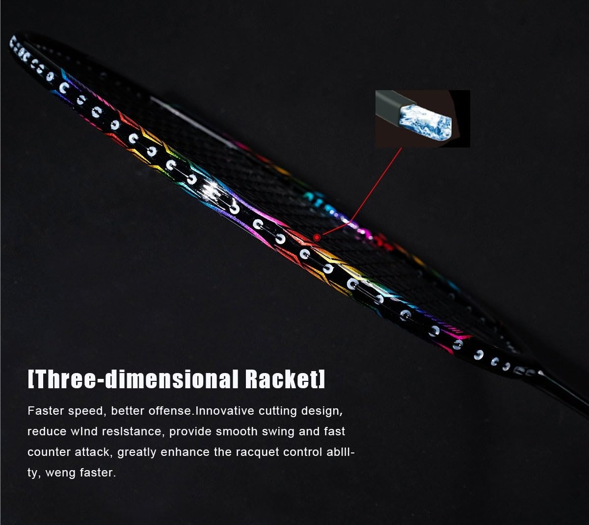 Badminton Set Raqueta de bádminton Ultraligera 8U/G5, Fibra Carbono Profesional, con un máximo 13,6 kg (Incluye Bolsa y Cuerda)