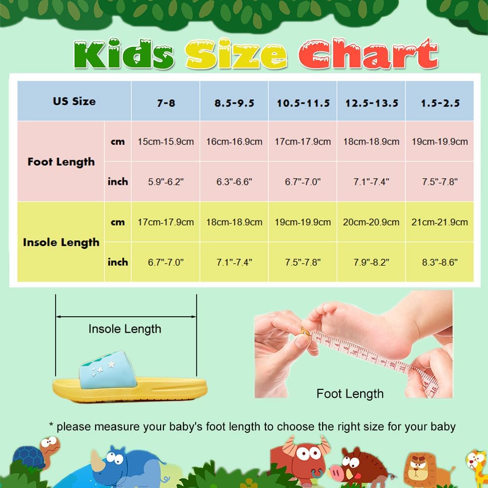 Kids Slide Sandals Summer Beach Slippers Girls Boys Shower Slippers Anti-slip Pool Sliders