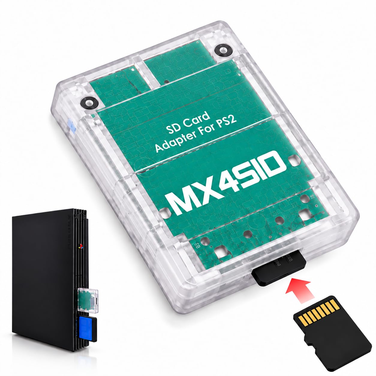 KSSA 互換品 PS2用 MX4SIO SIO2SD MicroSD カードリーダー アダプター PlayStation2 対応 メモリーカードスロット接続 高速ゲーム読み込み 自作ソフト ローダー OPL FMCB 動作対応