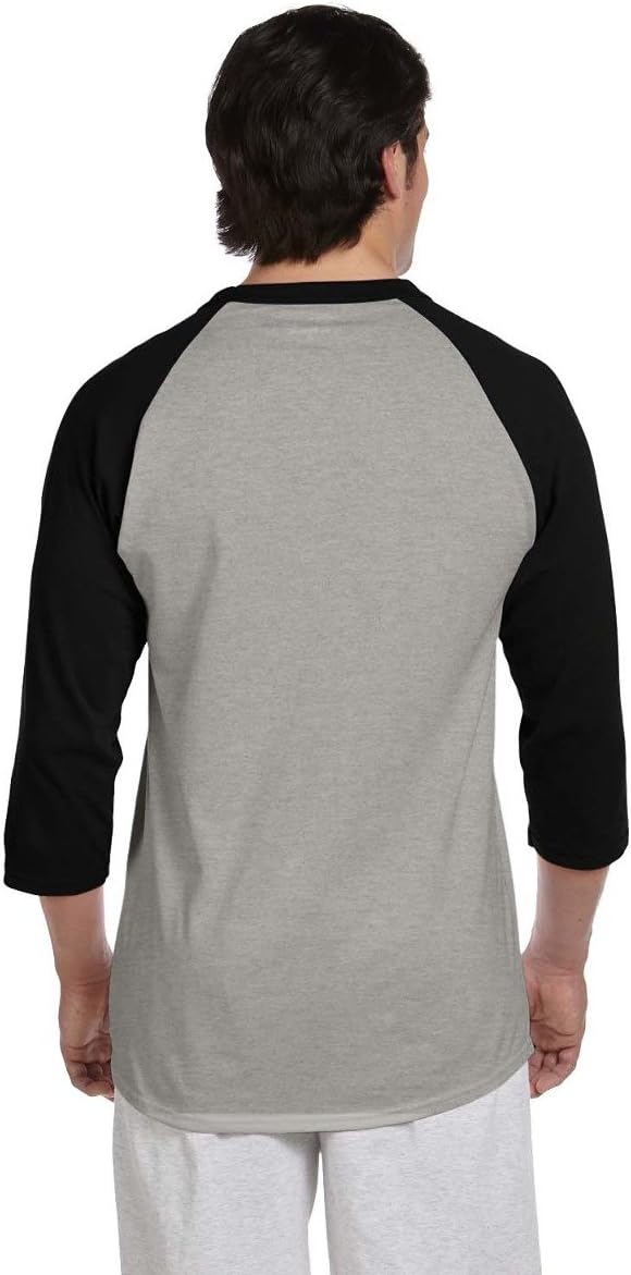 6.1 oz. Tagless Raglan Baseball T-Shirt Small Oxford Grey/Black