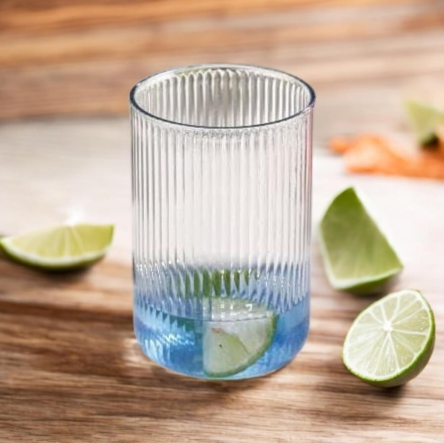 Amishaine Round Lining Glass Pitcher jug with Textured Ribbed Design for Serving Water Juice iced Tea Cocktails Milk and Beverages at Home Kitchen Dining table-250 ml 2