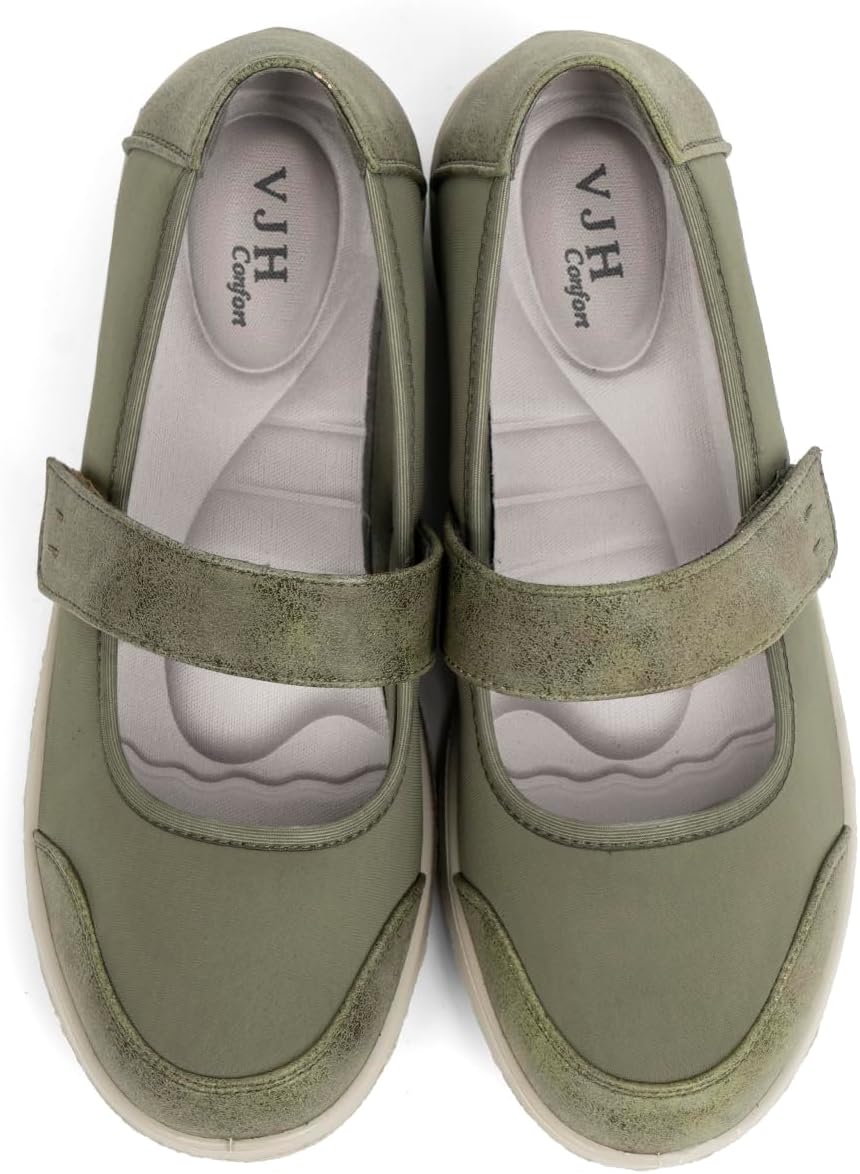 VJH confort Mary Jane Flats Orthopedic Shoes Women's,Breathable Slip-On Light Weight Comfort Orthotic Casual Walking Shoes image 5