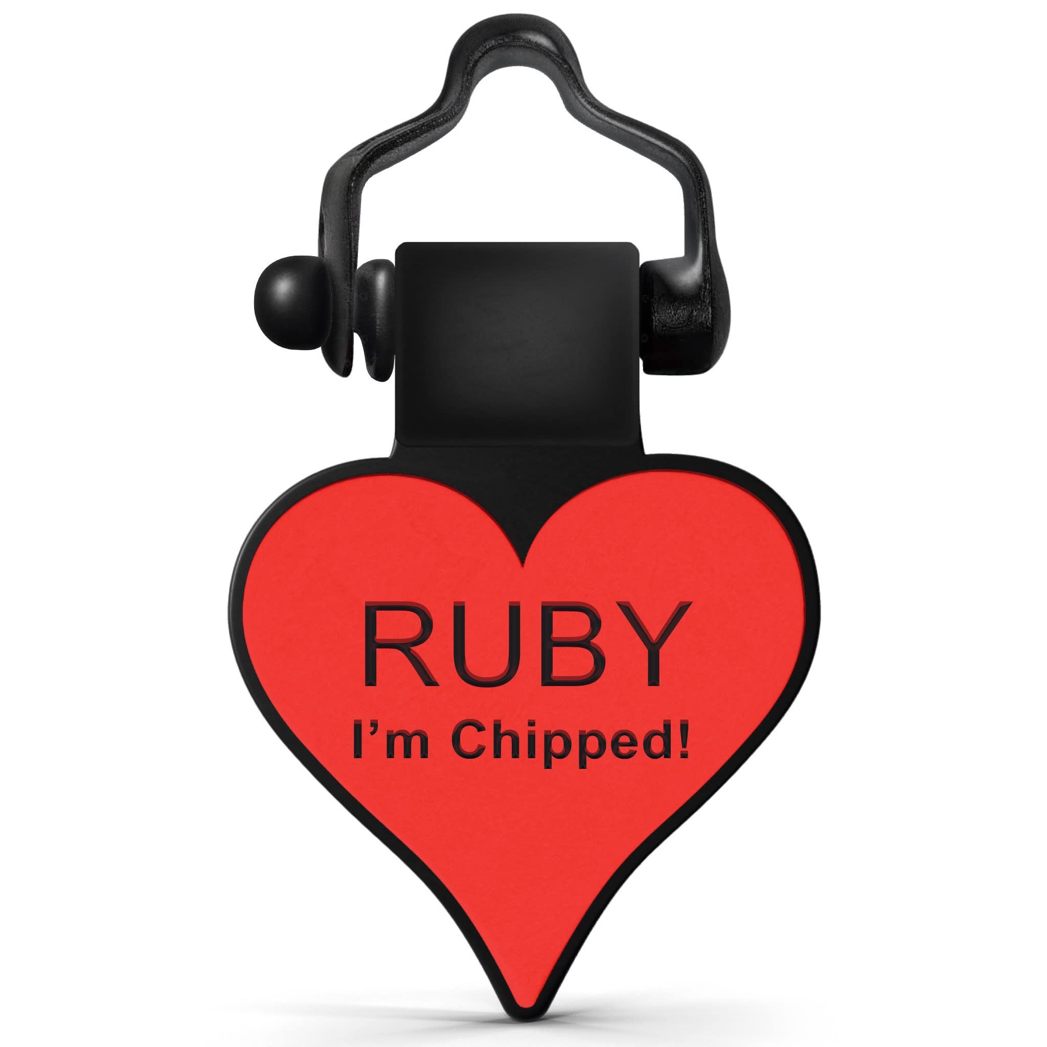 SiliDog - The Original Silicone Silent Dog Tag - Personalized Engraved Soundless Pet ID - As Seen On Shark Tank - Durable - Never Fades - Heart - Red