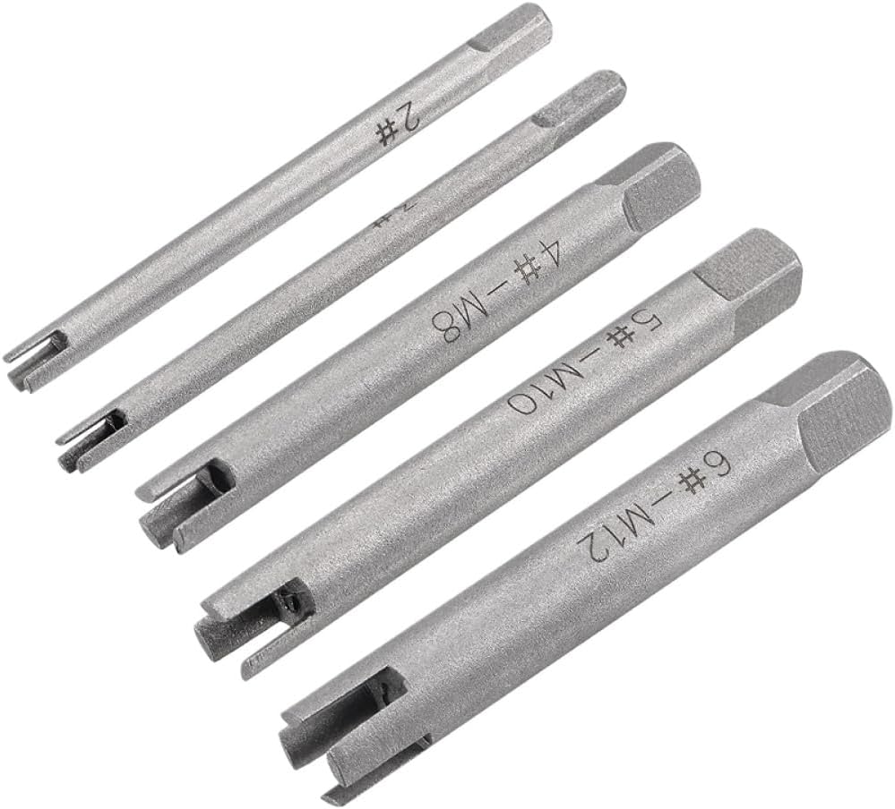 5PCS M5-M12 Damaged Screw Tap Extractor Broken Screw Tap Remover Tool Thread Extractor Tool Broken Wire Extractor